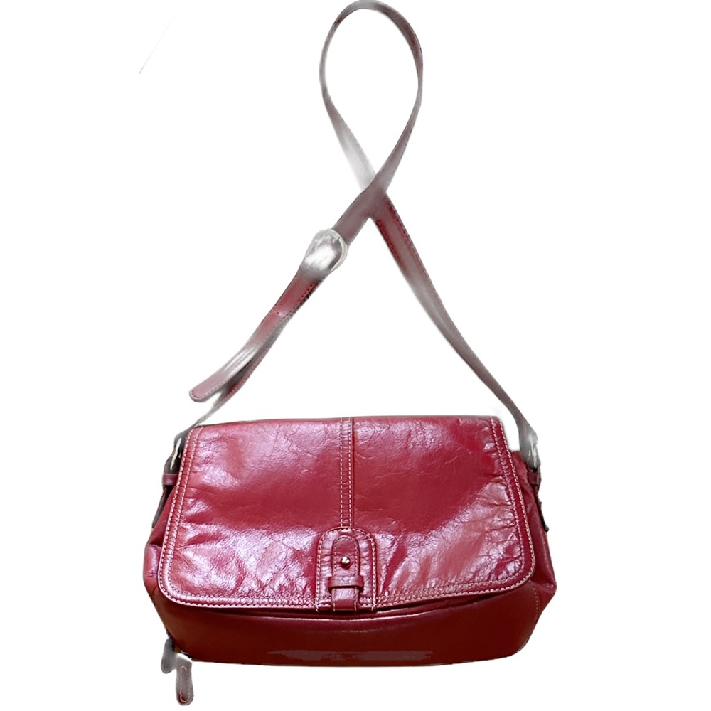 Y2K Vintage Statement Oxblood Academia WesternChic Red Leather Bag Giani Bernini